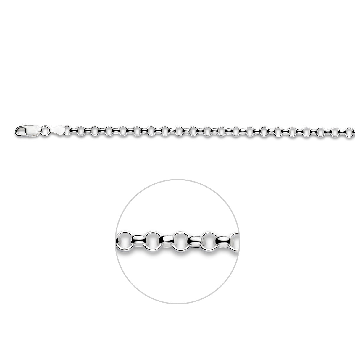 Armband jasseron 4,5 mm 19 cm zilver gerhodineerd