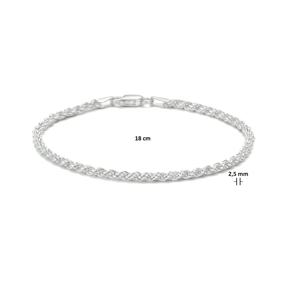 Fantasy Collection Armband koord 2,5 mm zilver