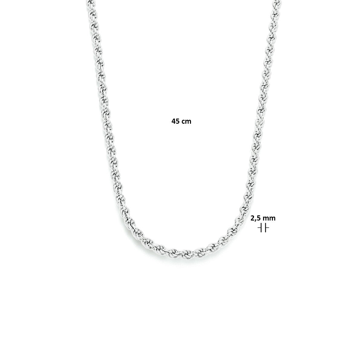 Fantasy Collection Collier koord 2,5 mm zilver