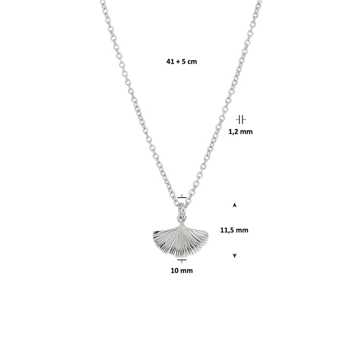 Fantasy Collection Collier ginkgo blad 41 + 5 cm zilver
