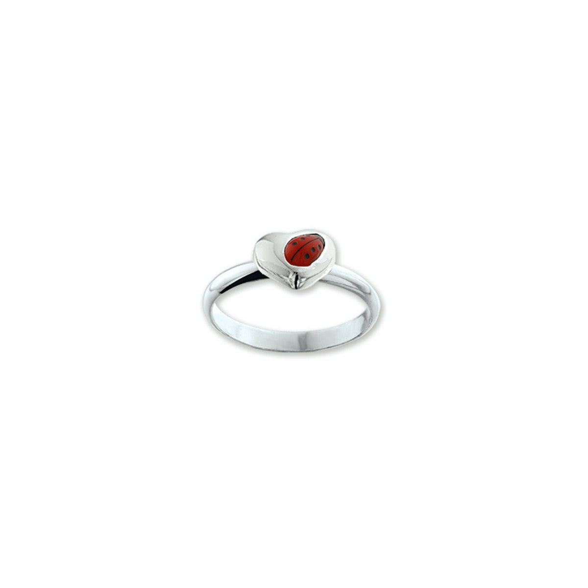 Fantasy Collection Ring lieveheersbeestje hart emaille zilver