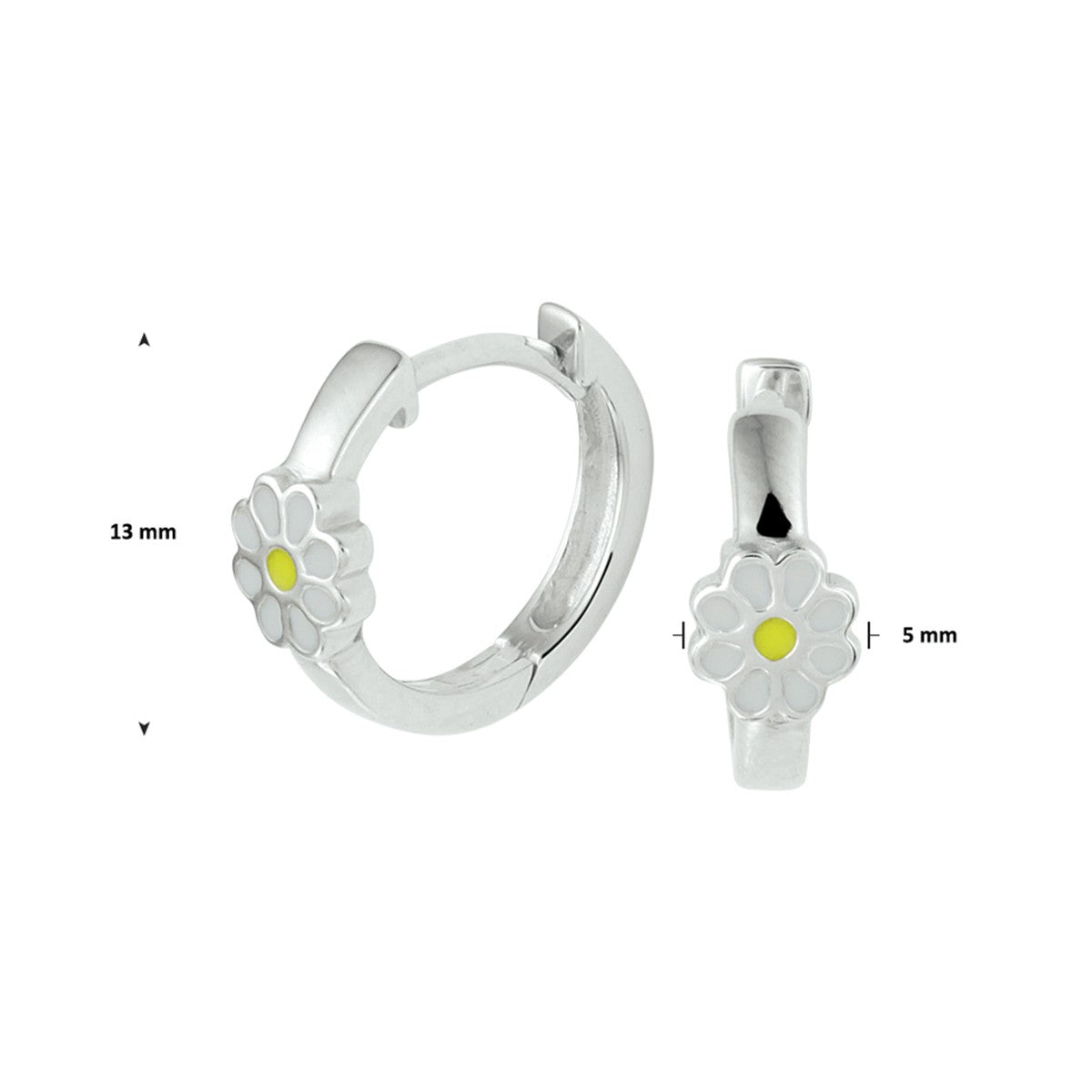 Fantasy Collection Oorbellen bloem emaille zilver