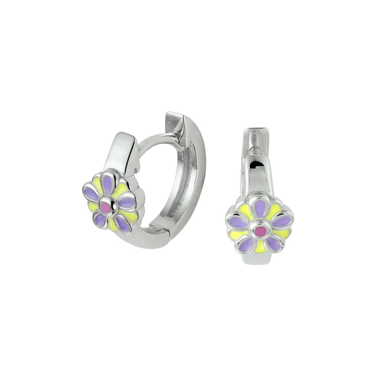 Fantasy Collection Oorbellen bloem emaille zilver