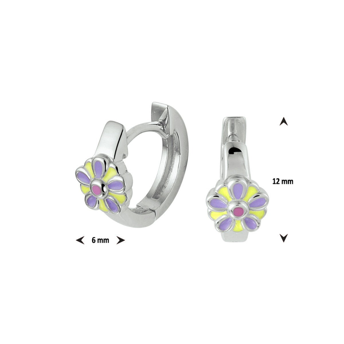 Fantasy Collection Oorbellen bloem emaille zilver