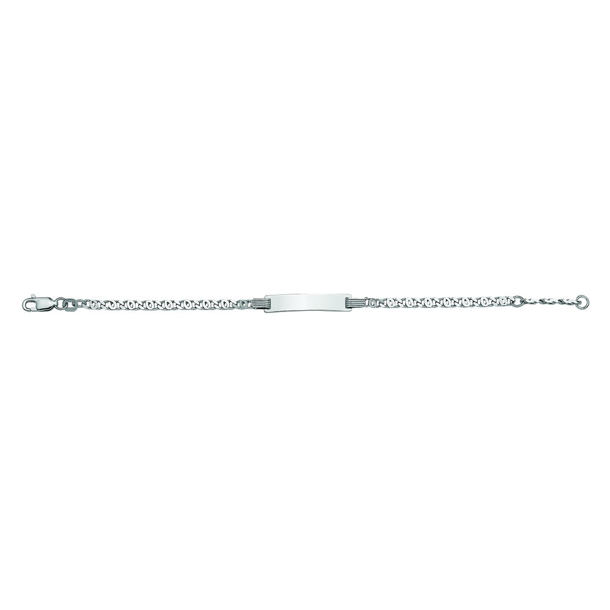 Graveerarmband valkenoog plaat 5,0 mm 14 - 16 cm gerhodineerd zilver – 1329831