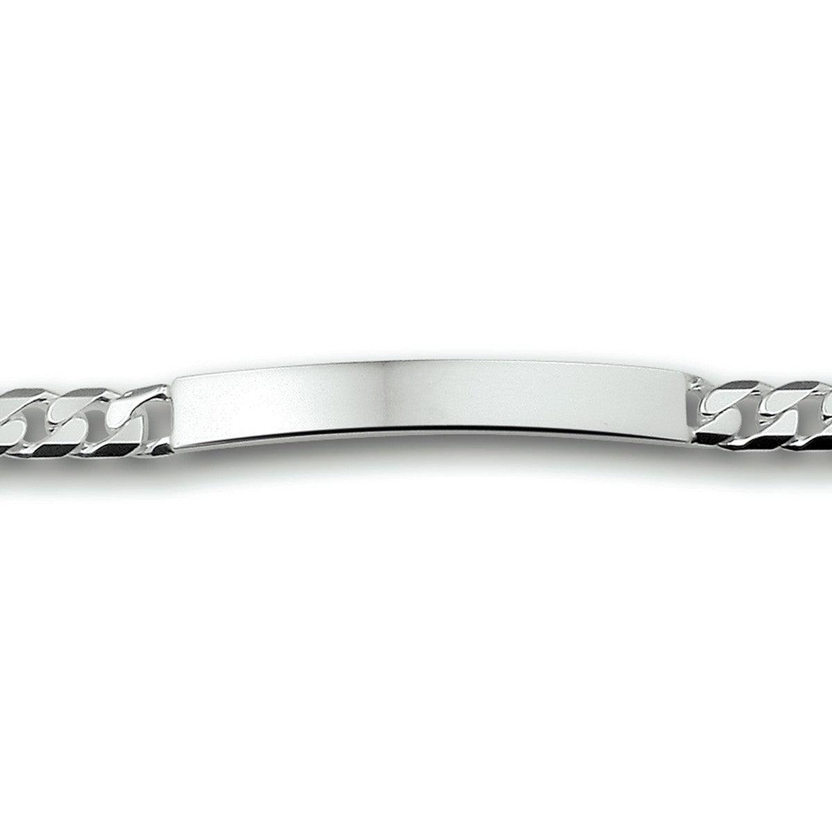 Fantasy Collection Graveerarmband gourmette 6 zijdes geslepen 20 cm plaat 6 mm zilver