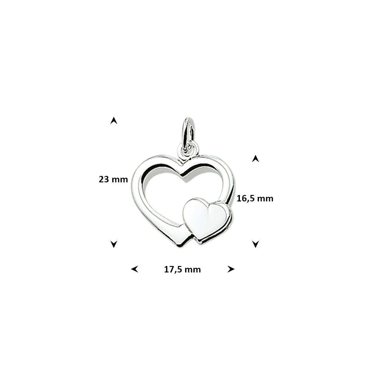 Hanger hart gerhodineerd zilver 16,5 x 17,5 mm – 1329845