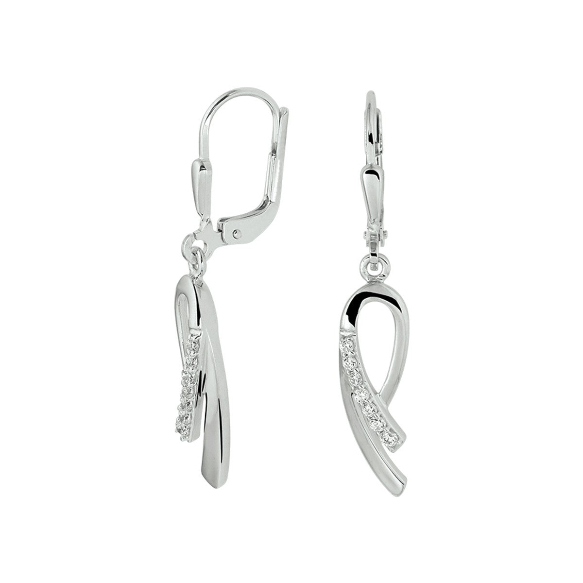 Fantasy Collection Hangende oorbellen zirkonia brisure haak zilver
