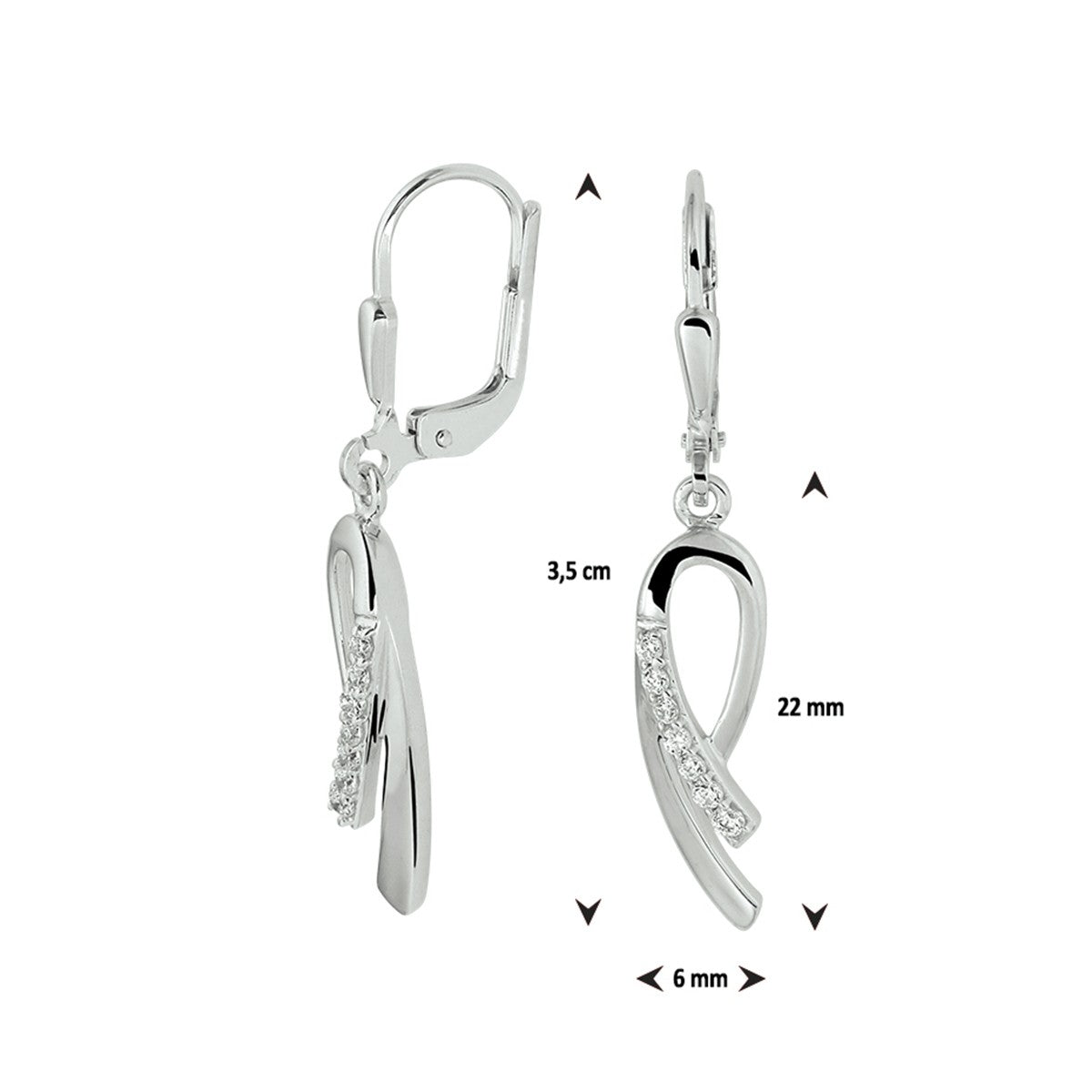 Fantasy Collection Hangende oorbellen zirkonia brisure haak zilver