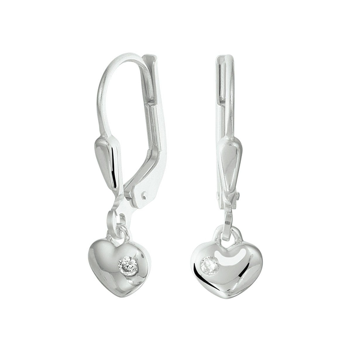 Fantasy Collection Hangende oorbellen hart zirkonia brisure haak zilver