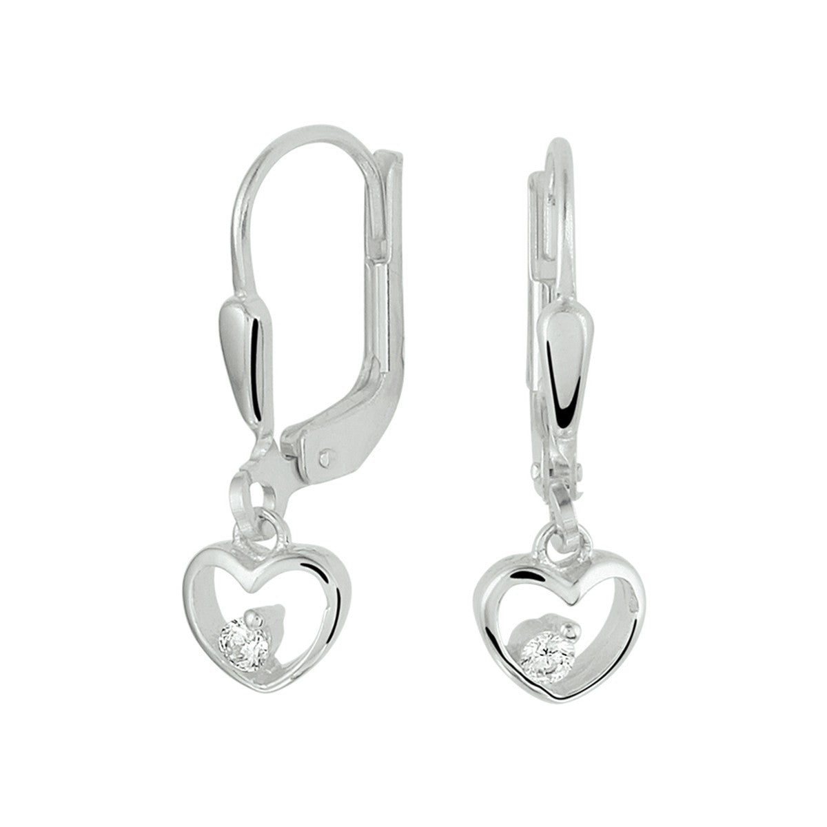 Fantasy Collection Hangende oorbellen hart zirkonia brisure haak zilver