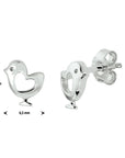 Zilveren oorknoppen vogel met hart - PSN1329866