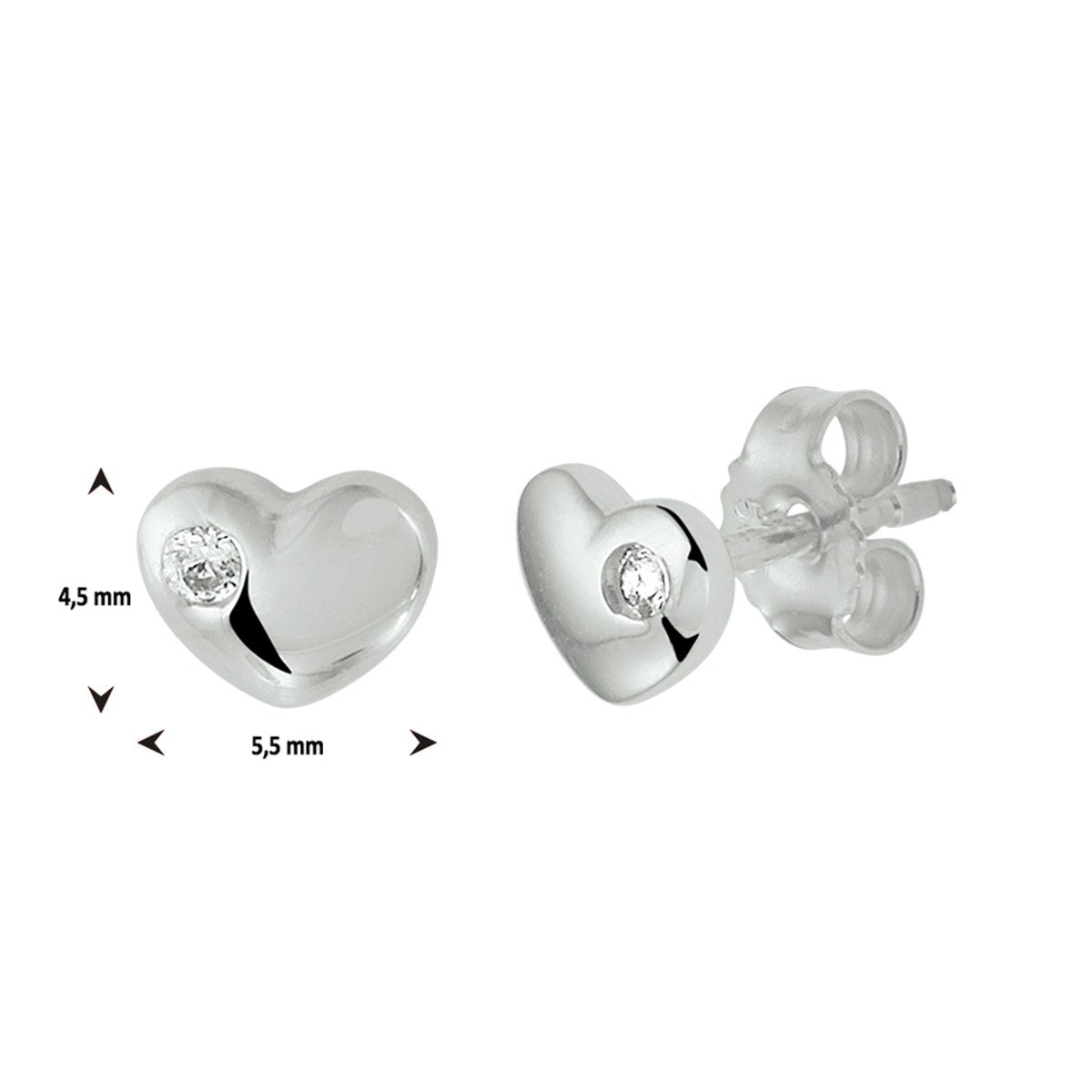 Fantasy Collection Oorbellen hart zirkonia zilver