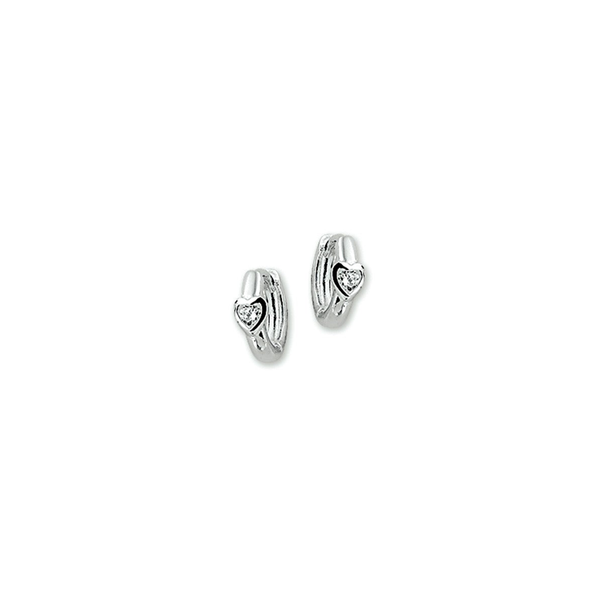 Fantasy Collection Oorbellen hart zirkonia 10 mm zilver