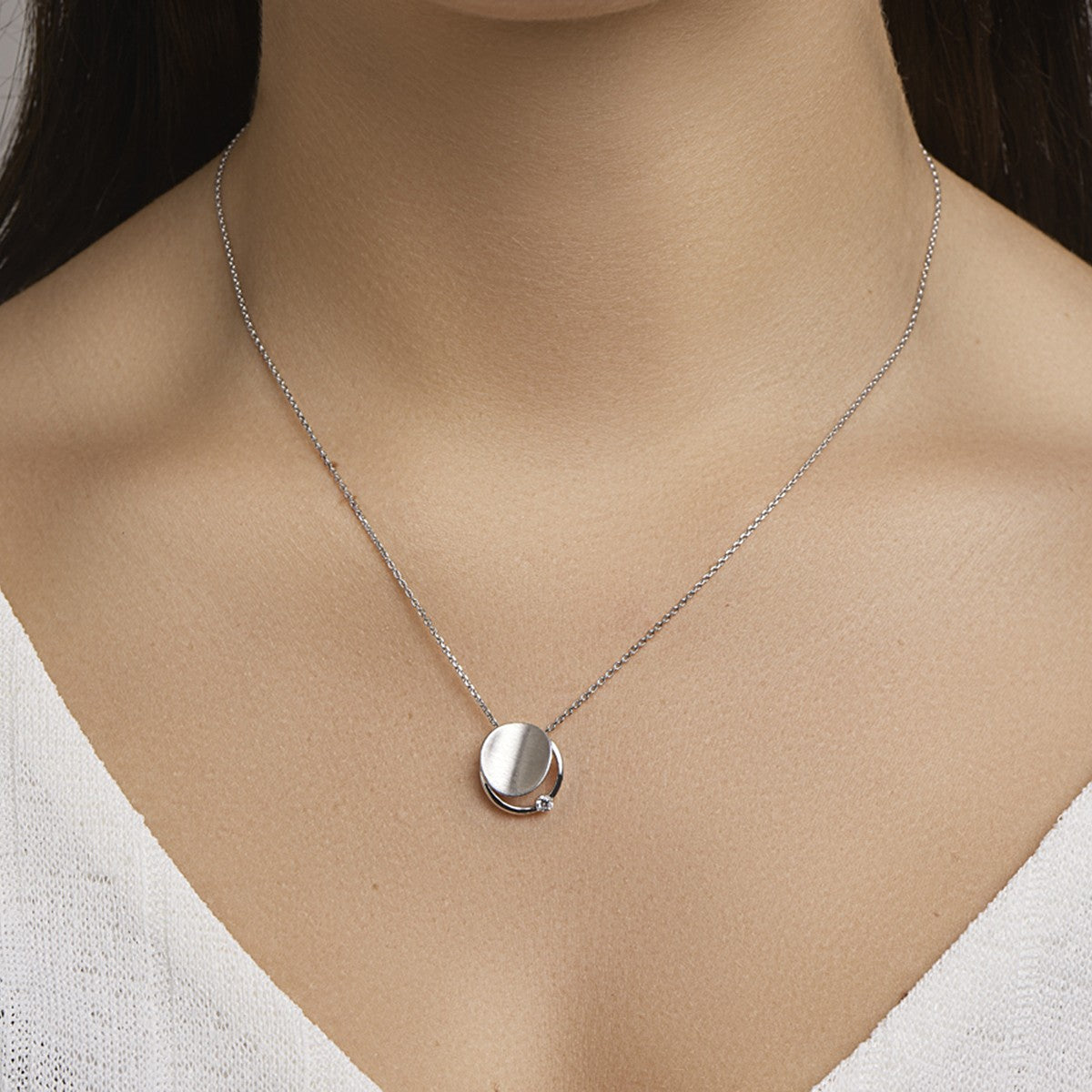 Fantasy Collection Collier zirkonia poli/mat 41 + 4 cm zilver