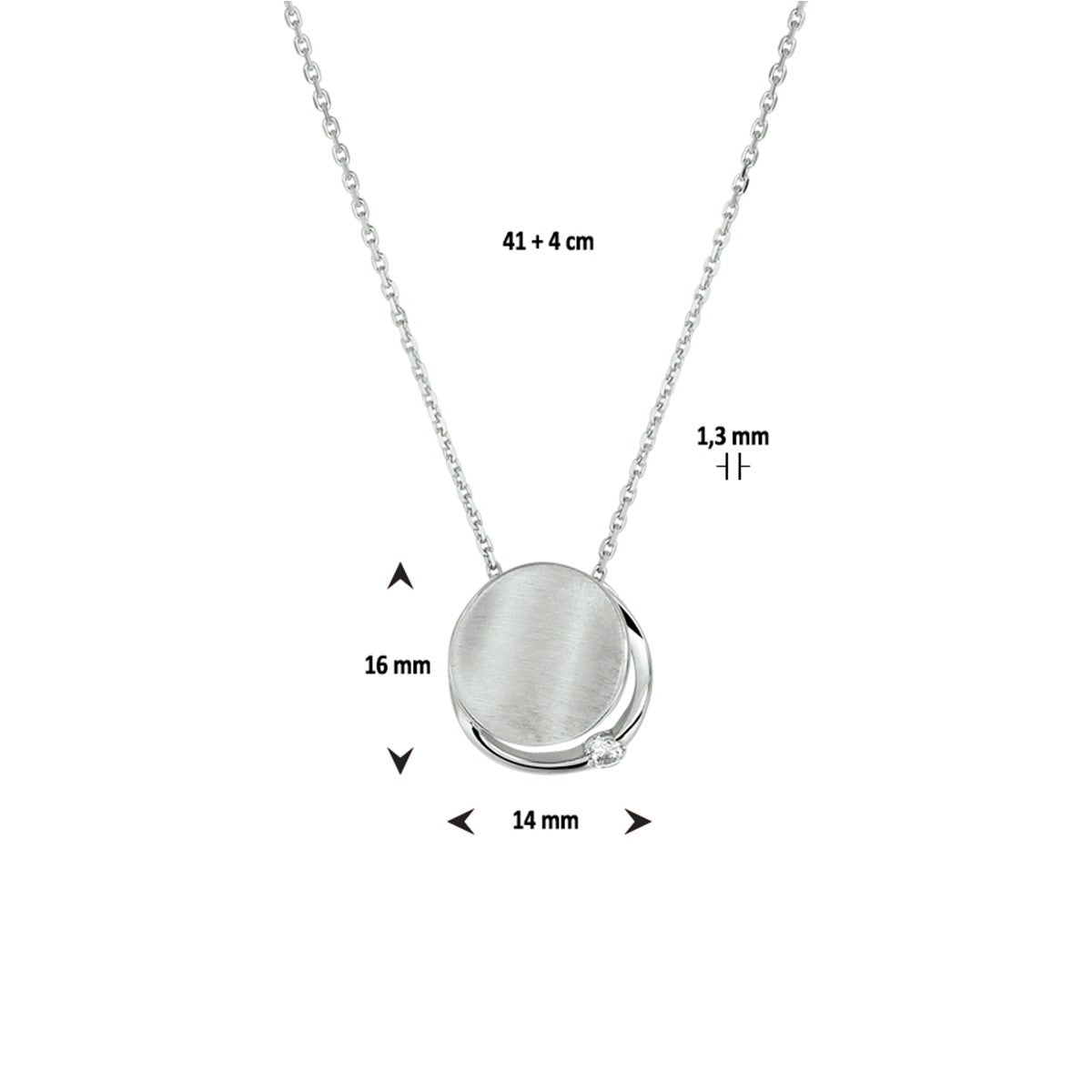 Fantasy Collection Collier zirkonia poli/mat 41 + 4 cm zilver