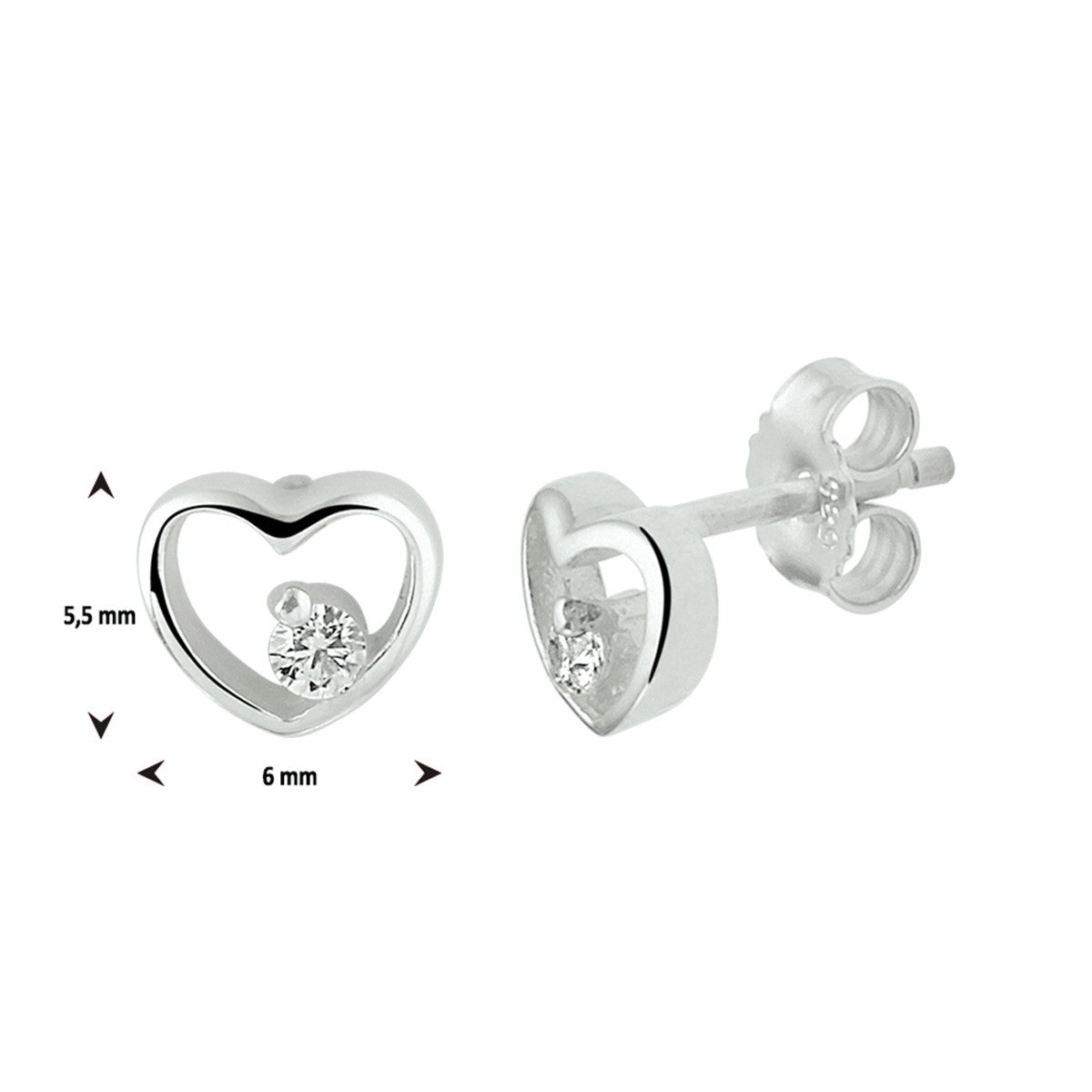 Fantasy Collection Oorbellen hart zirkonia zilver - PSN1329916