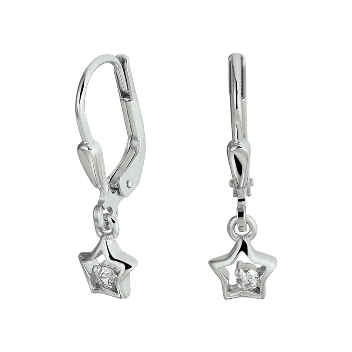 Fantasy Collection Hangende oorbellen ster zirkonia brisure haak zilver