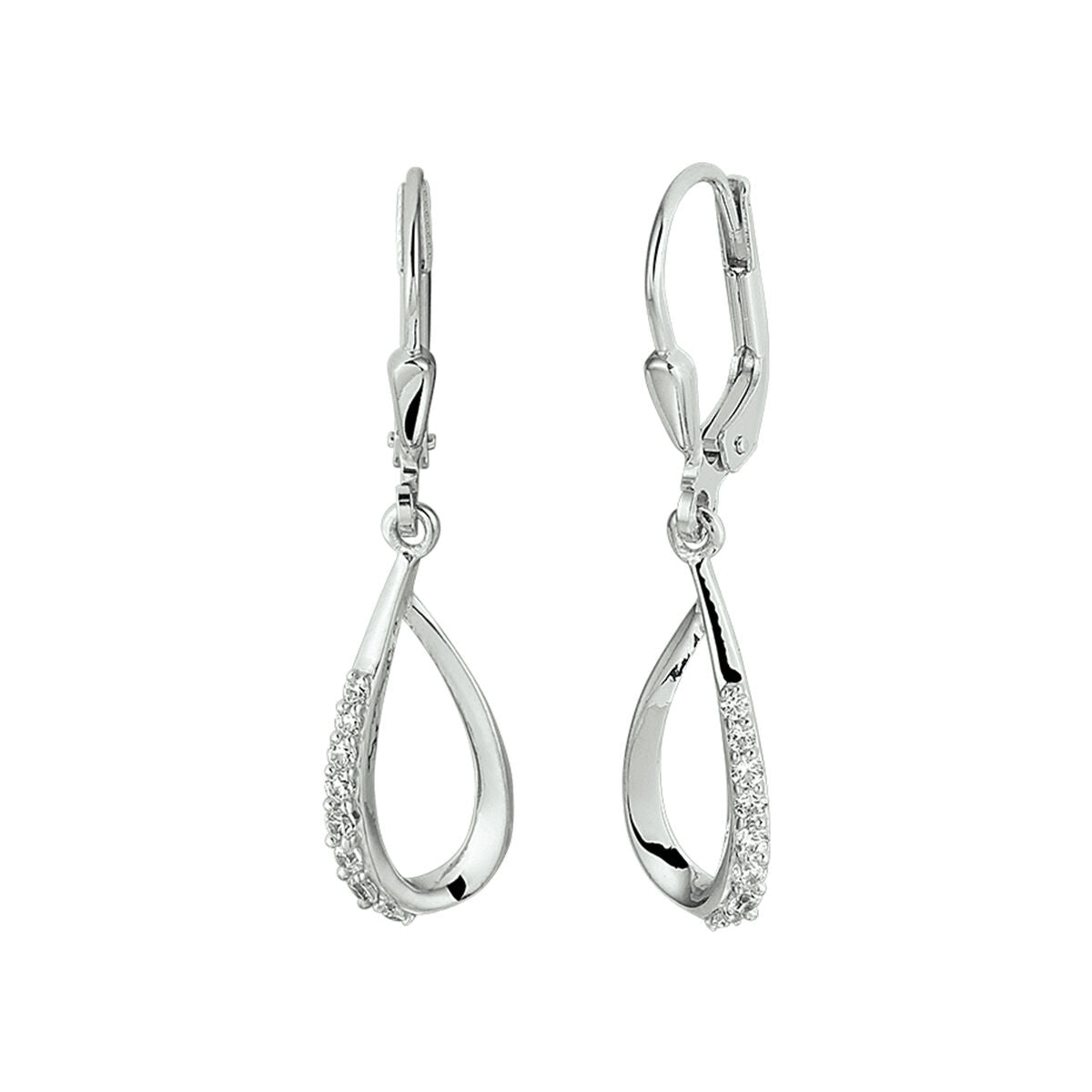 Fantasy Collection Hangende oorbellen druppel zirkonia brisure haak zilver