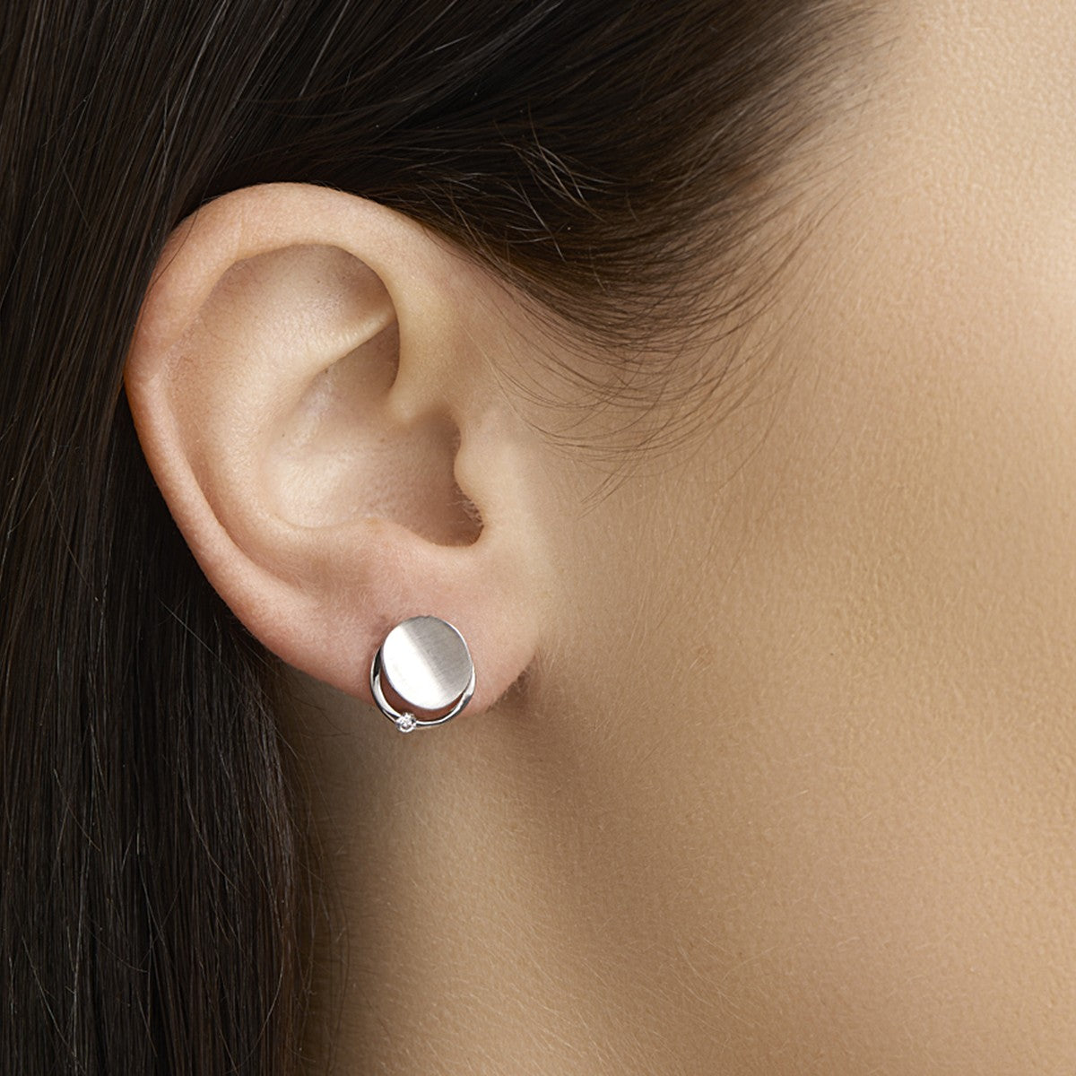 Fantasy Collection Oorbellen zirkonia poli/mat 12 mm zilver
