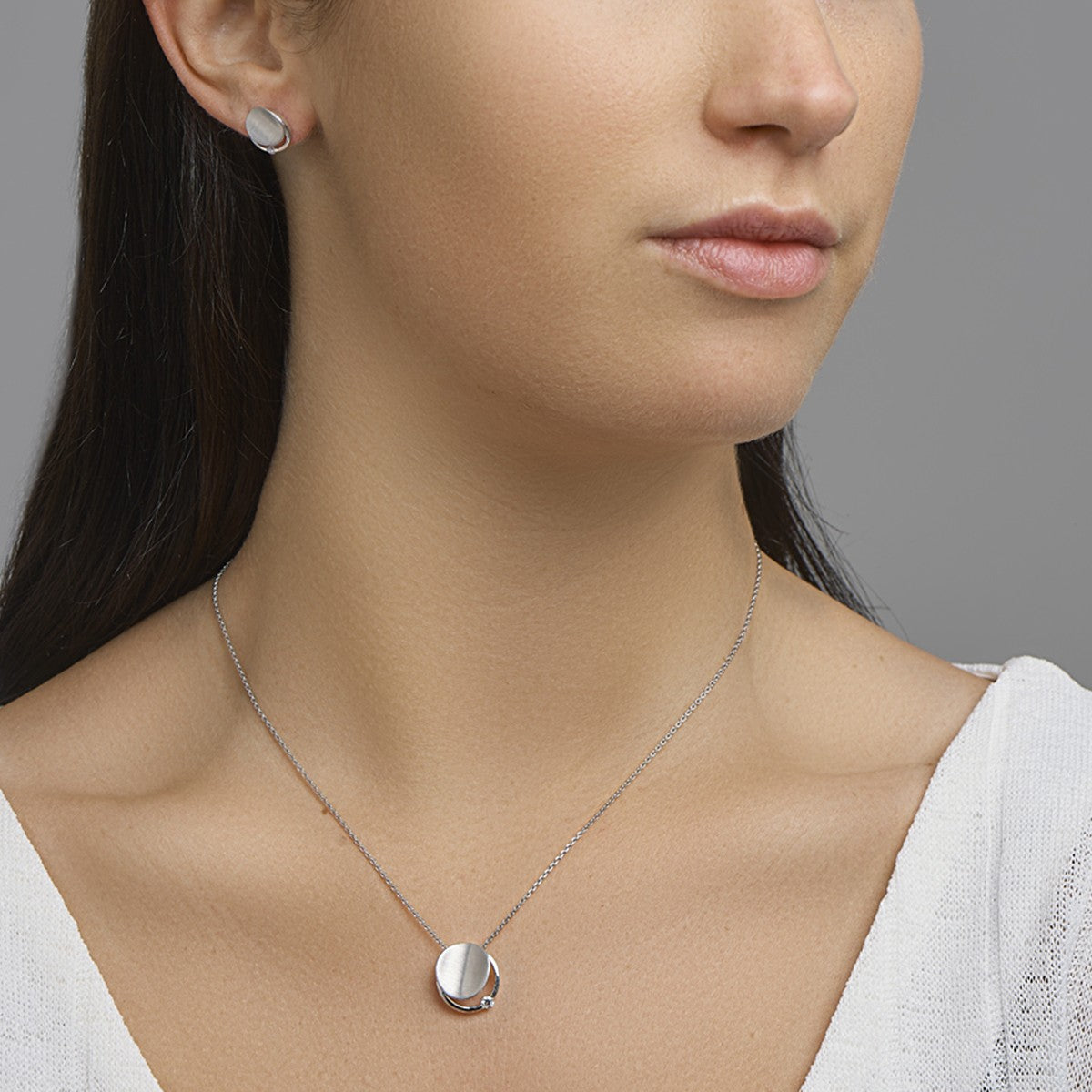 Fantasy Collection Oorbellen zirkonia poli/mat 12 mm zilver