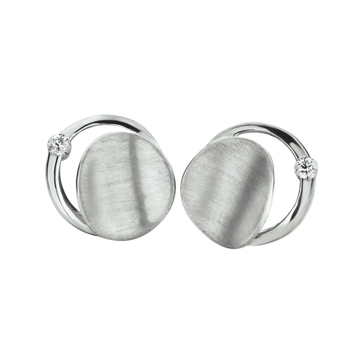 Fantasy Collection Oorbellen zirkonia poli/mat 12 mm zilver