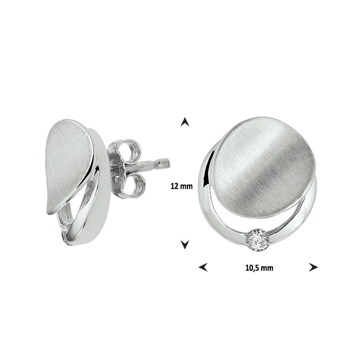 Fantasy Collection Oorbellen zirkonia poli/mat 12 mm zilver