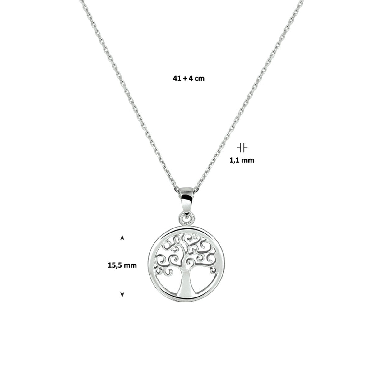 Fantasy Collection Collier levensboom 41 + 4 cm zilver