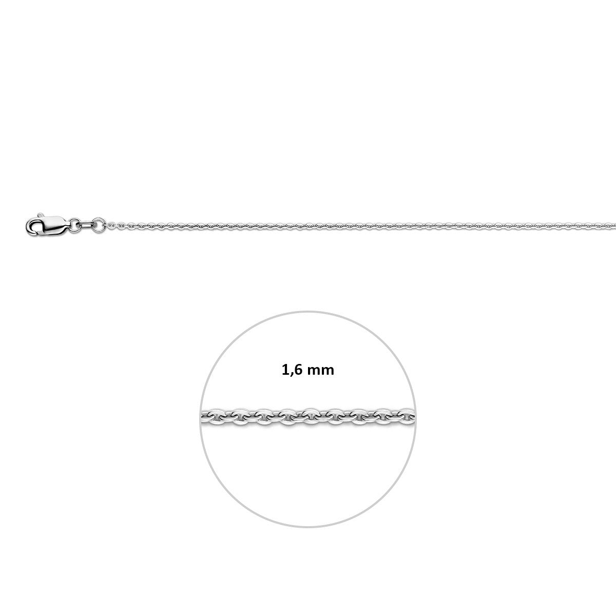 Collier anker plat 1,6 mm 41 + 4 cm zilver