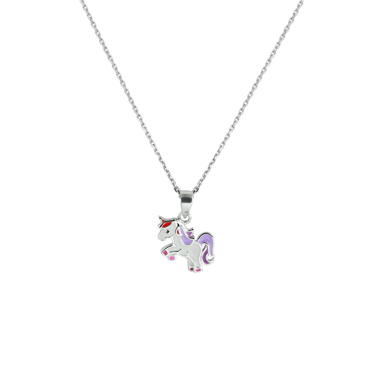 Fantasy Collection Collier emaille eenhoorn 36 + 4 cm zilver