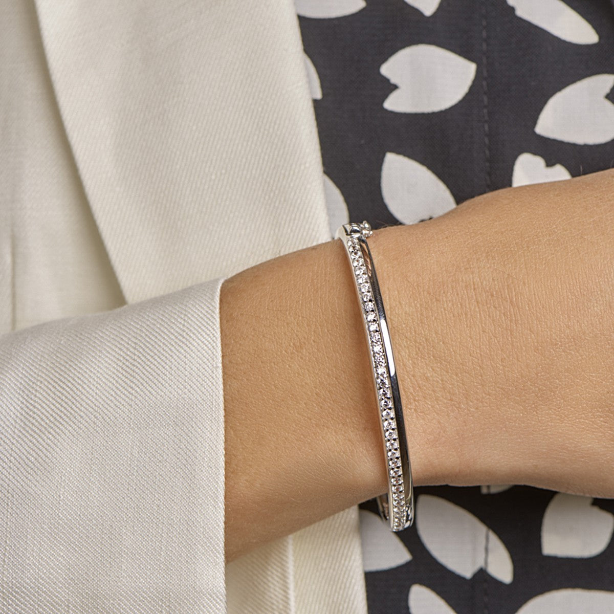 Fantasy Collection Bangle scharnier zirkonia 5,5 x 58,5 mm zilver