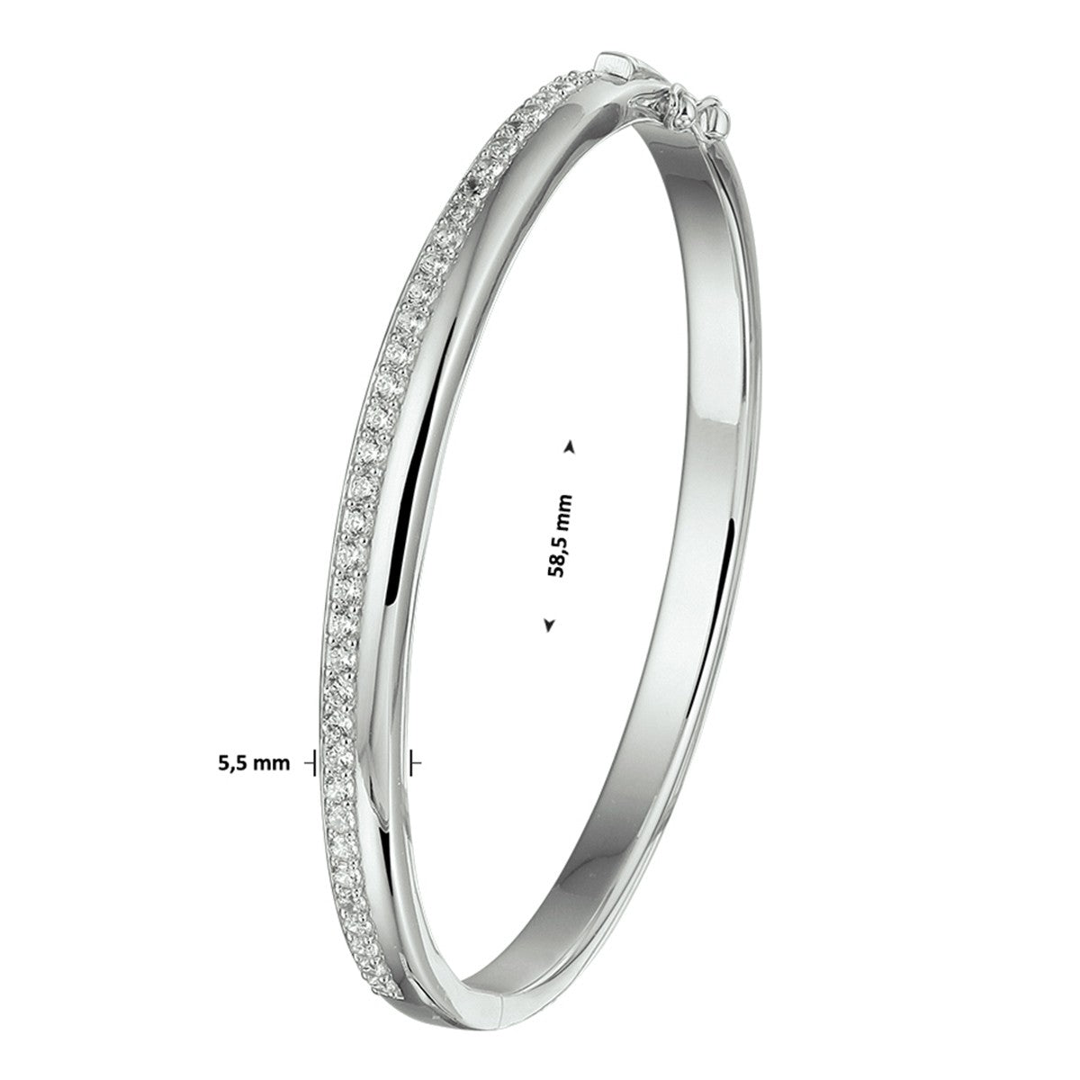 Fantasy Collection Bangle scharnier zirkonia 5,5 x 58,5 mm zilver