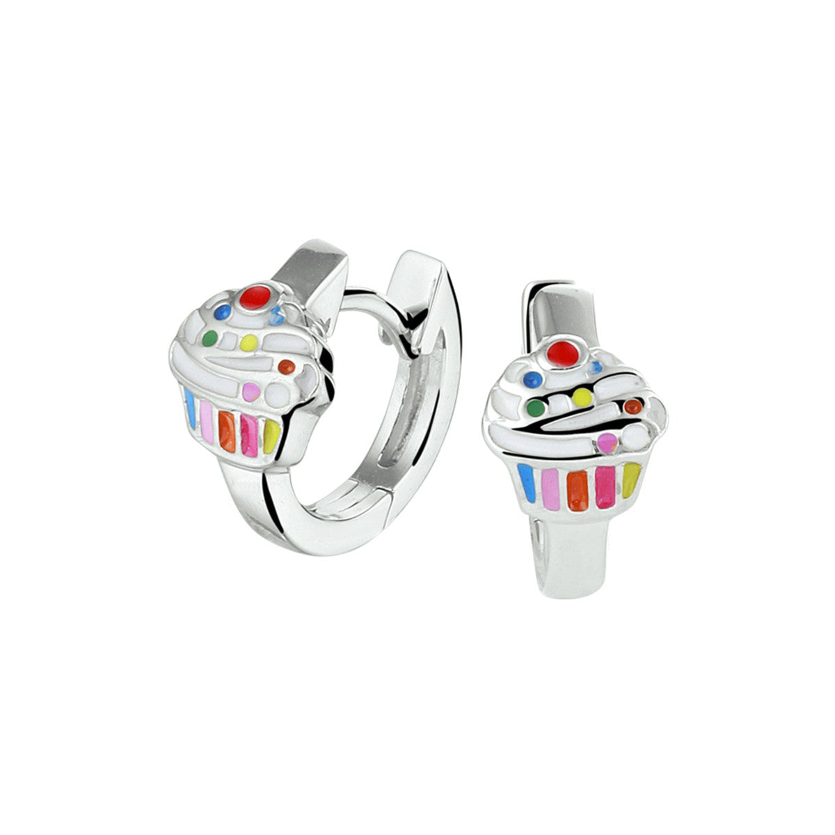 Fantasy Collection Oorbellen cupcake emaille zilver