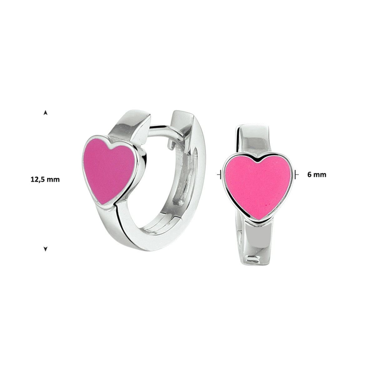 Fantasy Collection Oorbellen hart emaille zilver