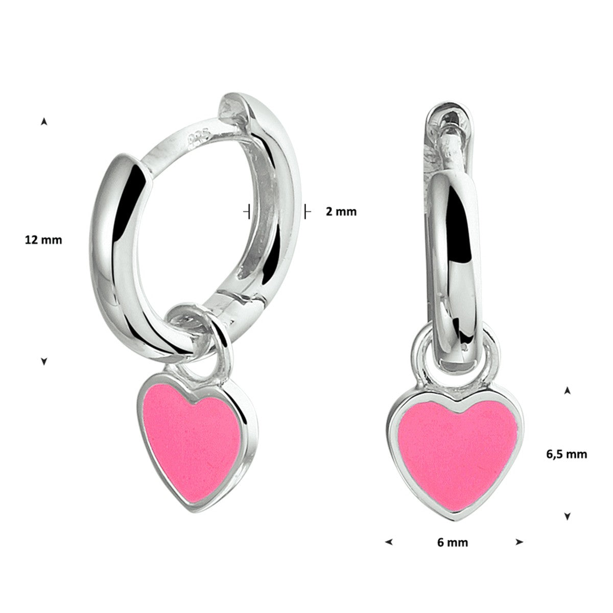 Fantasy Collection Oorbellen hart emaille zilver