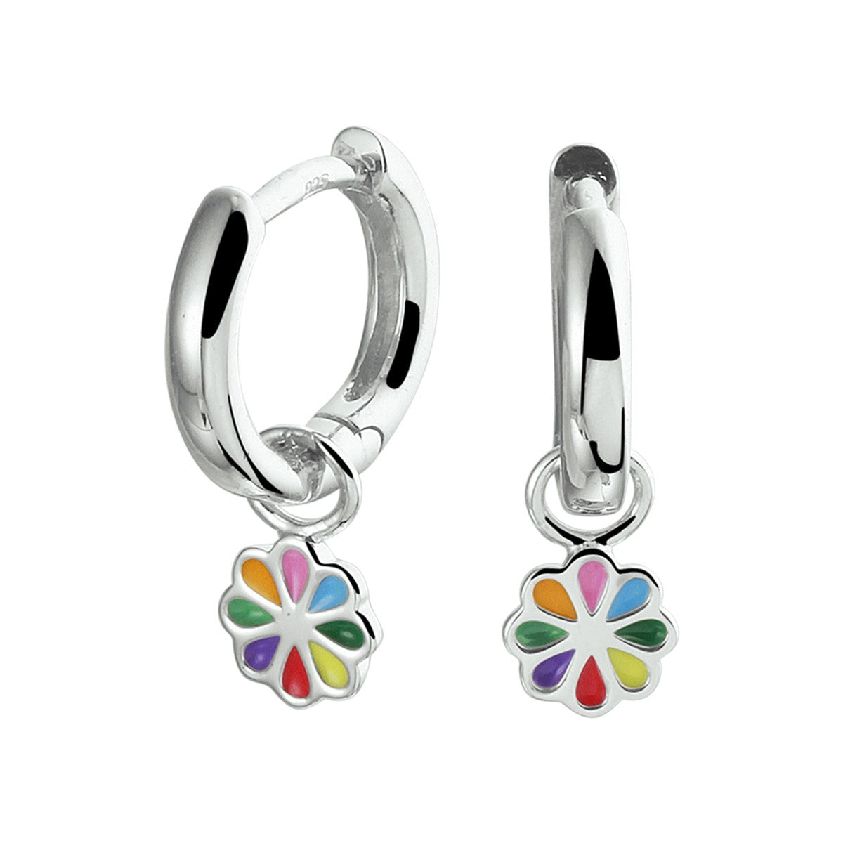 Fantasy Collection Oorbellen bloem emaille zilver
