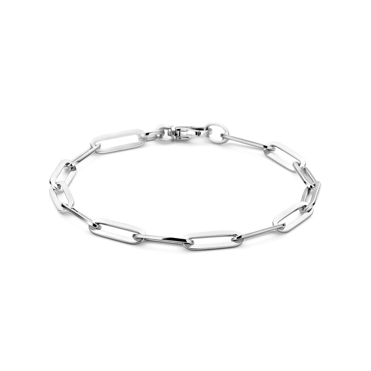 Zilver Gerhodineerd Armband Paperclip Vierkante Buis 5,0 Mm 19 Cm 1330167 - PansiteNederland.nl