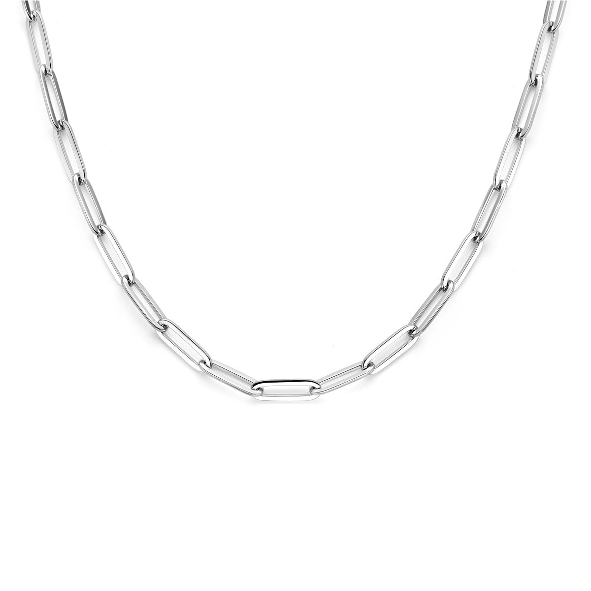 Fantasy Collection Collier paperclip vierkante buis 5,0 mm 45 cm zilver
