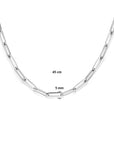 Zilveren collier paperclip vierkante buis 5,0 mm 45 cm 1330168 - PansiteNederland.nl