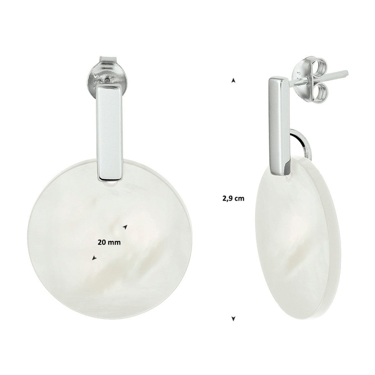 Fantasy Collection Hangende oorbellen parelmoer zilver