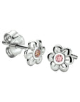 Zilveren oorknoppen bloem roze zirkonia - PSN1330246 - PansiteNederland.nl