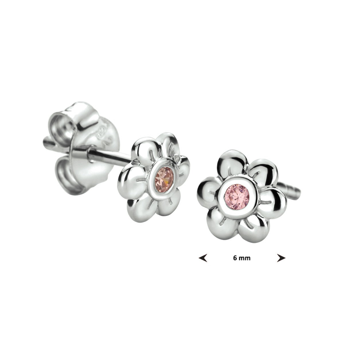 Fantasy Collection Oorbellen bloem roze zirkonia zilver - PSN1330246