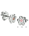 Zilveren oorknoppen bloem roze zirkonia - PSN1330246 - PansiteNederland.nl