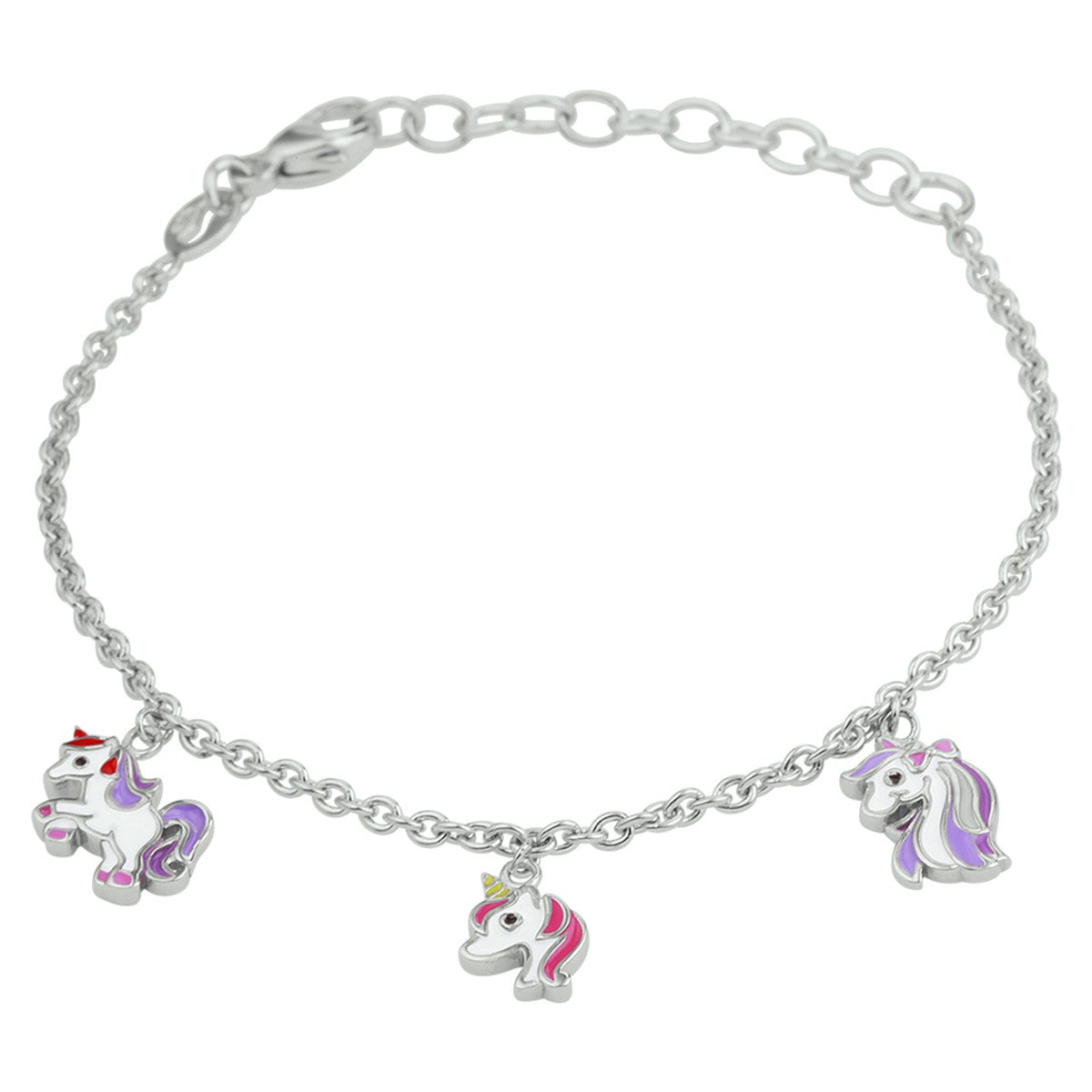 Fantasy Collection Armband eenhoorn emaille 13 + 3 cm zilver