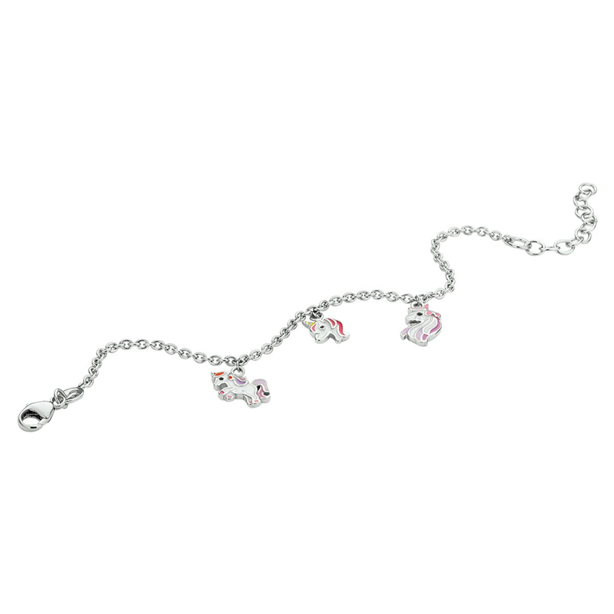 Fantasy Collection Armband eenhoorn emaille 13 + 3 cm zilver