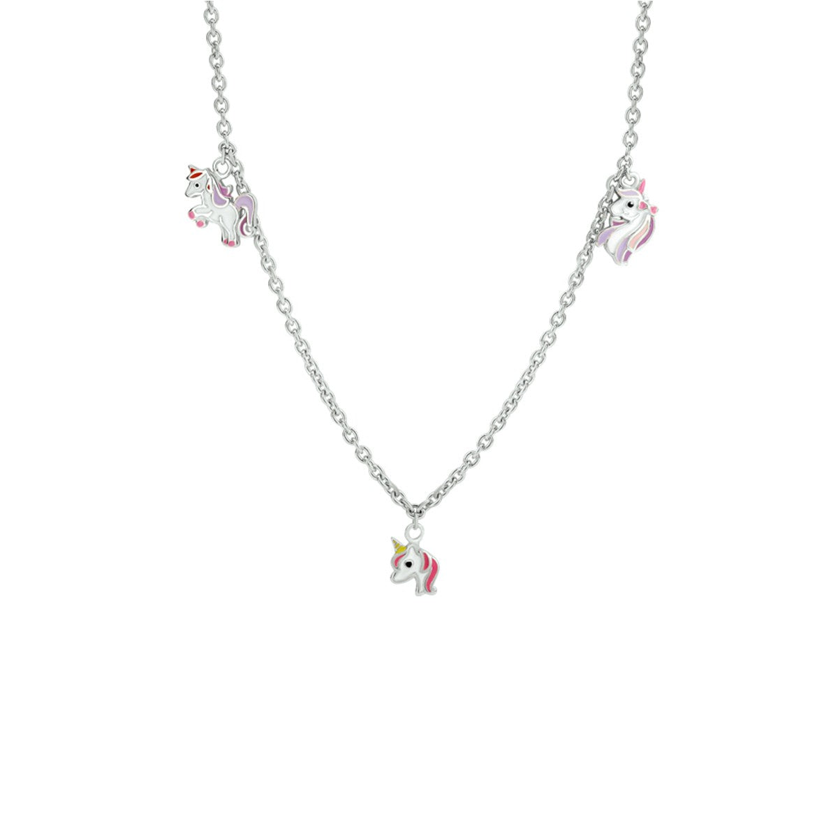 Fantasy Collection Collier eenhoorn emaille 36 + 4 cm zilver