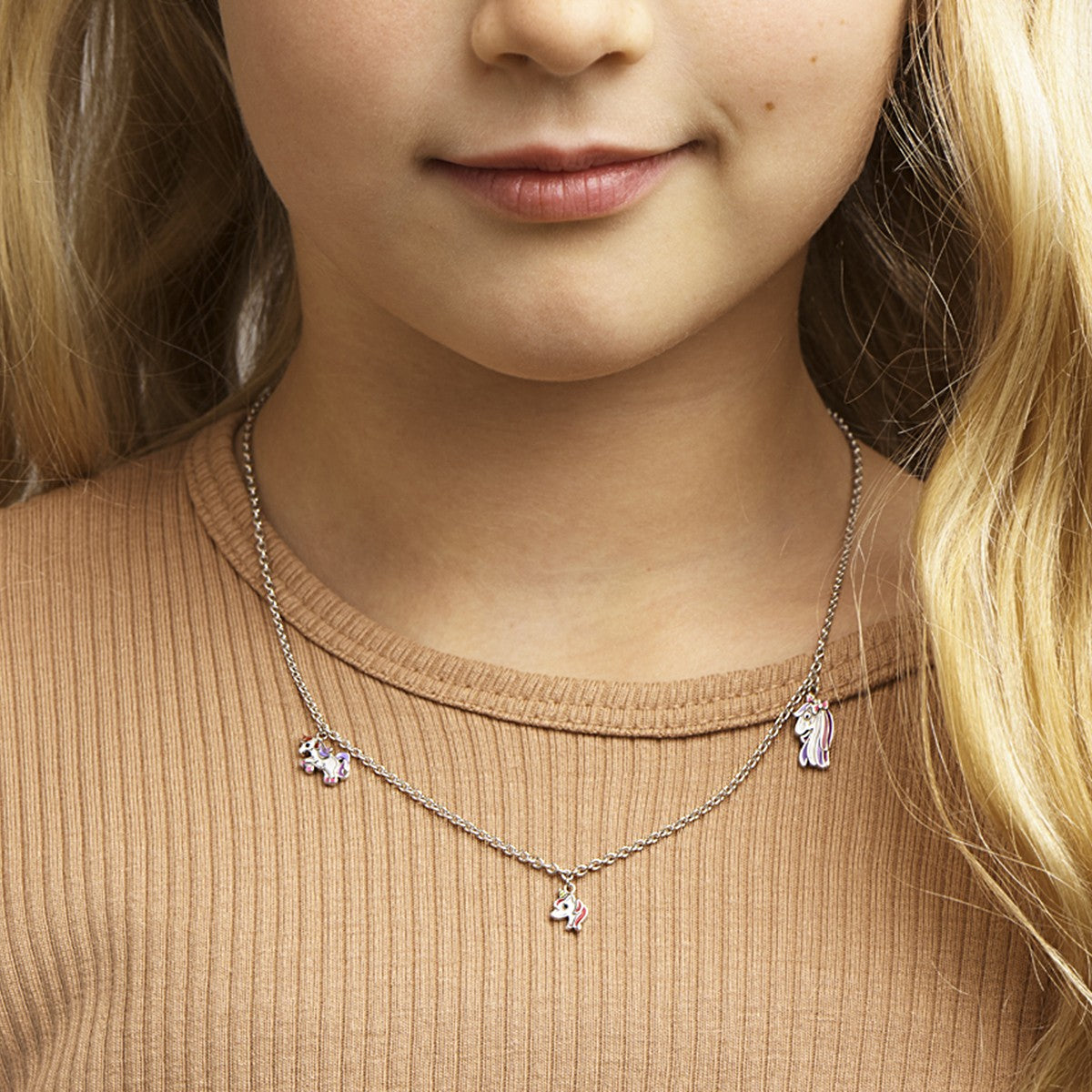 Fantasy Collection Collier eenhoorn emaille 36 + 4 cm zilver