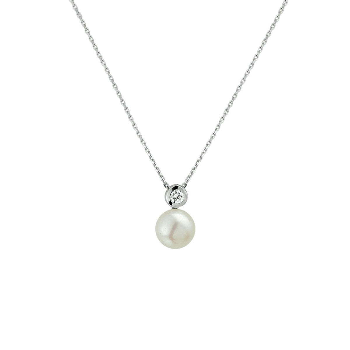 Fantasy Collection Collier parel en zirkonia 41 + 4 cm zilver