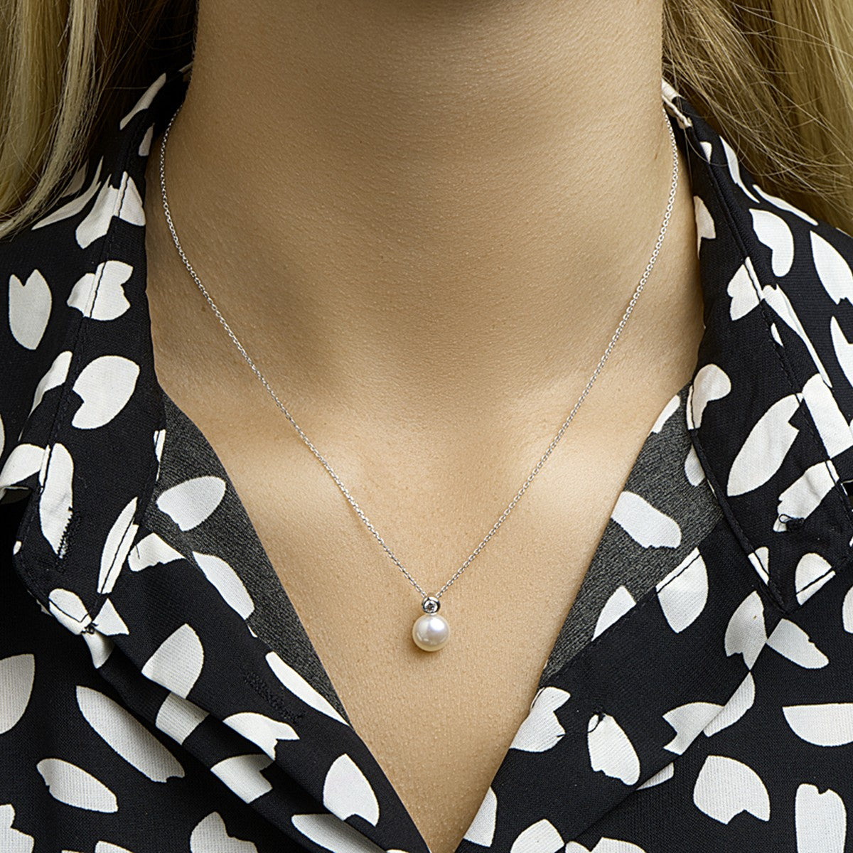 Fantasy Collection Collier parel en zirkonia 41 + 4 cm zilver