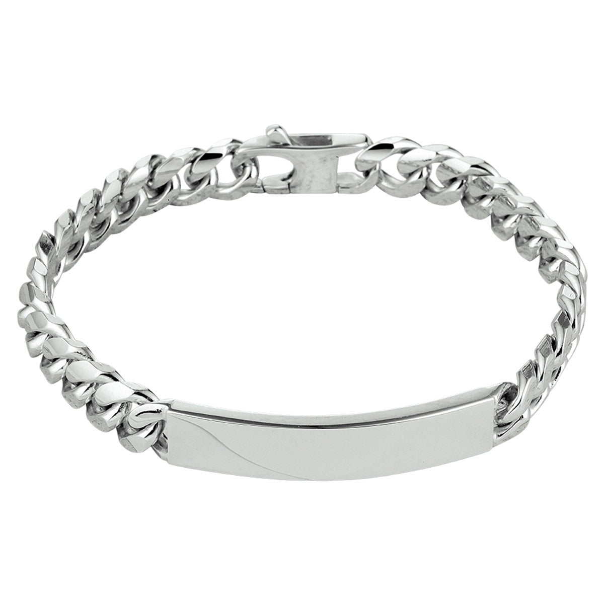 Fantasy Collection Graveerarmband gourmette 6 zijdes geslepen plaat 8,5 mm 21 cm zilver